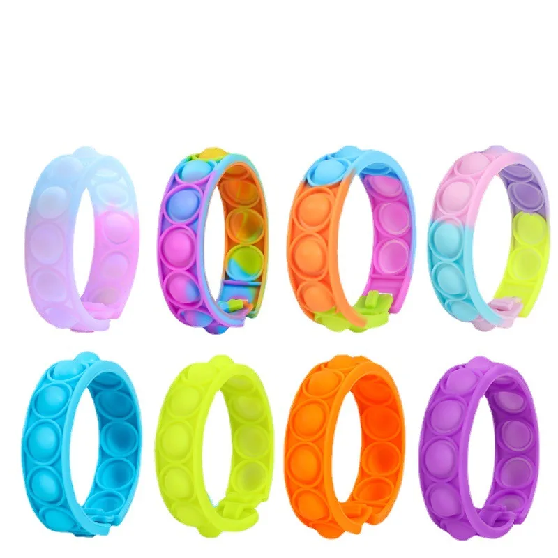 

Fidget Toys Bracelet Puzzle Decompression Childrens Color Silicone Squishy Sensory Anti Stress Bracelet Children Christmas Gifts