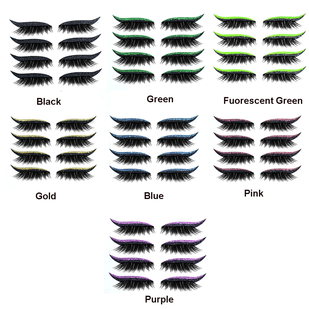4 пары 2in1 многоразовые подводка для глаз и наклейки &quotресницы&quot