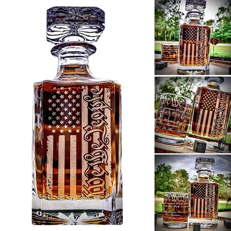 

Графин для виски с американским флагом/флакон с дисплеем 450 мл/бутылка для ароматерапии/многофункциональная стеклянная бутылка P7Ding