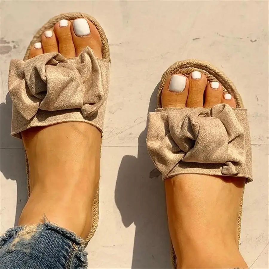 Slippers Women Summer Bow Sandals Slipper Indoor Outdoor Linen -flops Beach Shoes Fashion Floral 2019 | Обувь