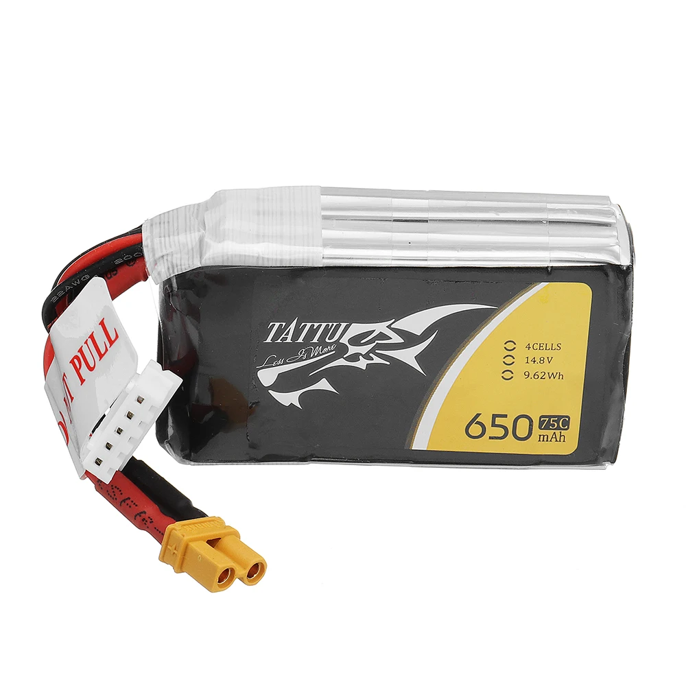 4 шт. Gens Tattu 14 8 V 650mAh 75C 4S1P Lipo батарея с разъемом XT30 для RC FPV Quadcopter Airplane Helicopter Drone |