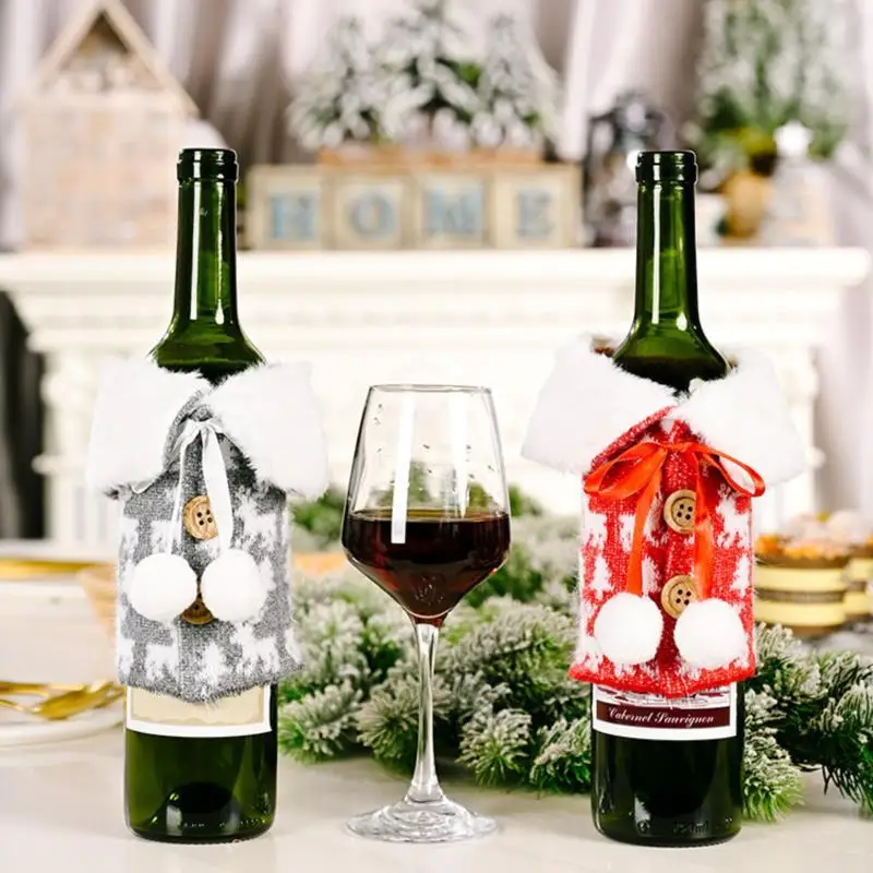 

New Year 2022 Christmas Wine Bottle Cover Ornaments Christmas Decorations Gift