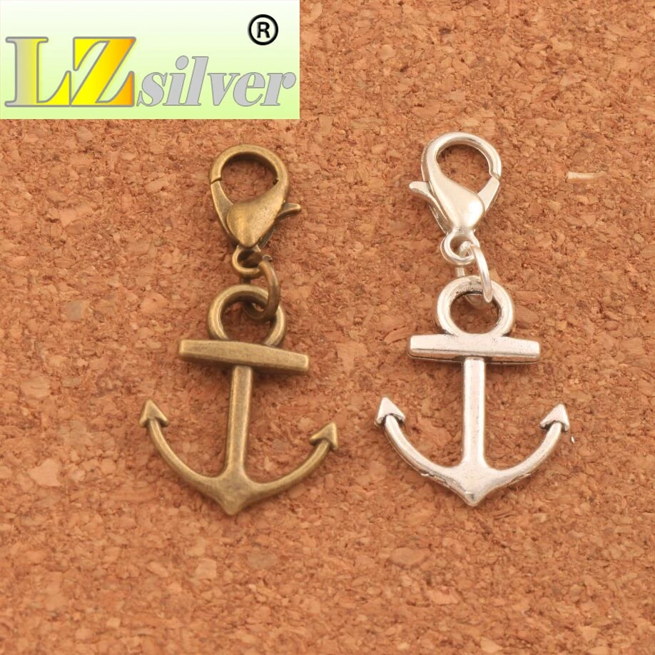 Anchor Charms Clasp European Lobster Trigger Clip On Charm Beads 14.5x32mm 150pcs Zinc Alloy C143
