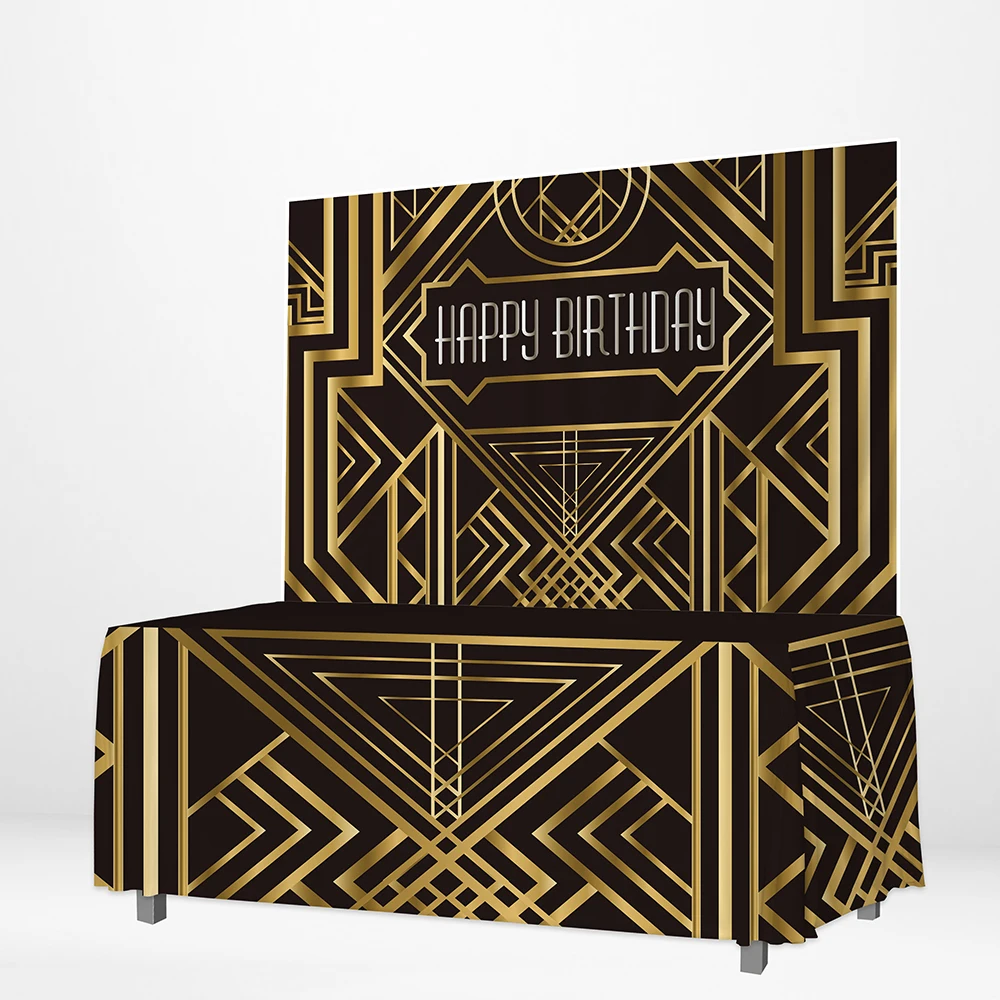 Allenjoy золотисто черная скатерть в полоску Декор Большой Гэтсби украшение для