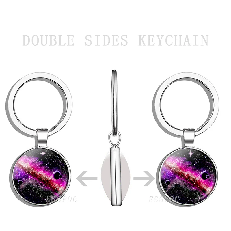 Цепочка для ключей мужчин и женщин двухсторонний стеклянный брелок с