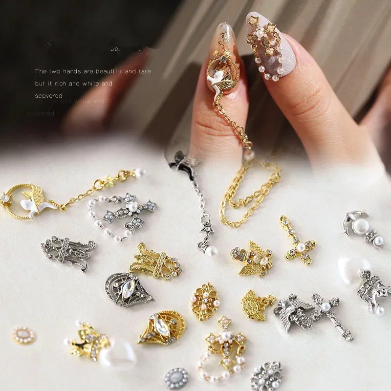 Жемчуг Золотые гвоздики для ногтей наклейки в Запчасти кисть УФ гель украшение