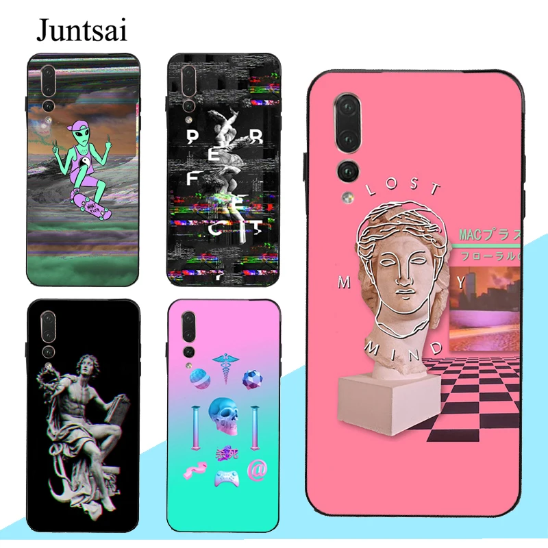 Vaporwave греческая скульптура Блестящий художественный чехол для Huawei P20 P30 P40 Pro P10 Lite