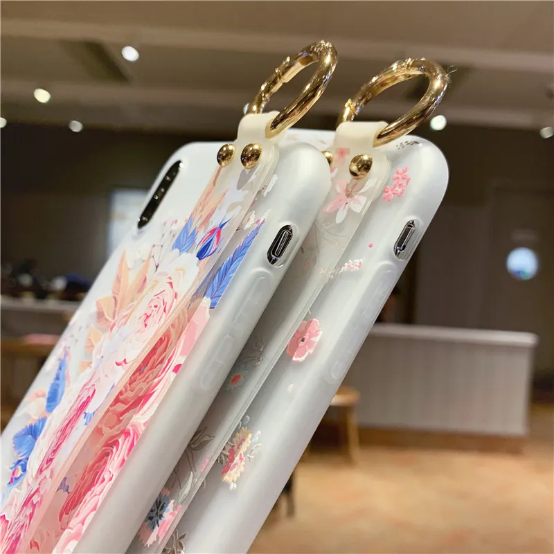 Мягкий чехол на запястье с цветочным рисунком для Huawei P30 lite P20 Mate 30 20 Pro P Smart PLUS 2019