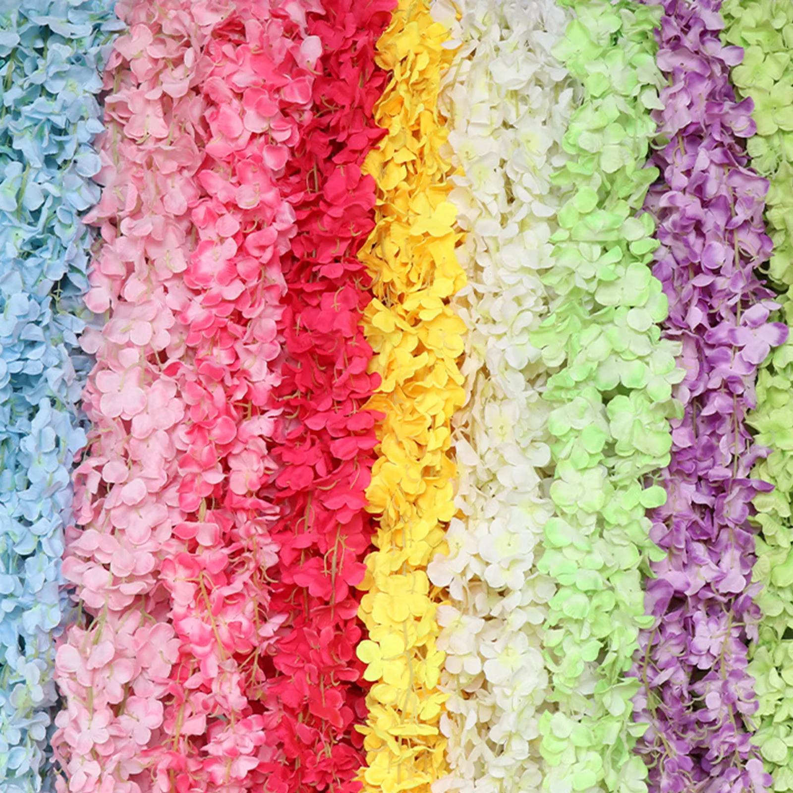 

Artificial Decor Hydrangea Cloth+plastic Flower Garland For Wedding Decoration Vines Home Garden Flower Fake Plant Wall Decals