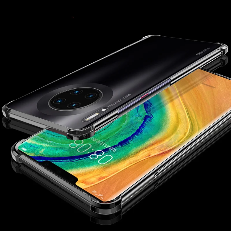 Black Mate 30 3D Laser elec-покрытие подушка безопасности Чехол для huawei mate 30 20 Pro Lite X чехол анти-шок прозрачный для huawei - Цвет: Black