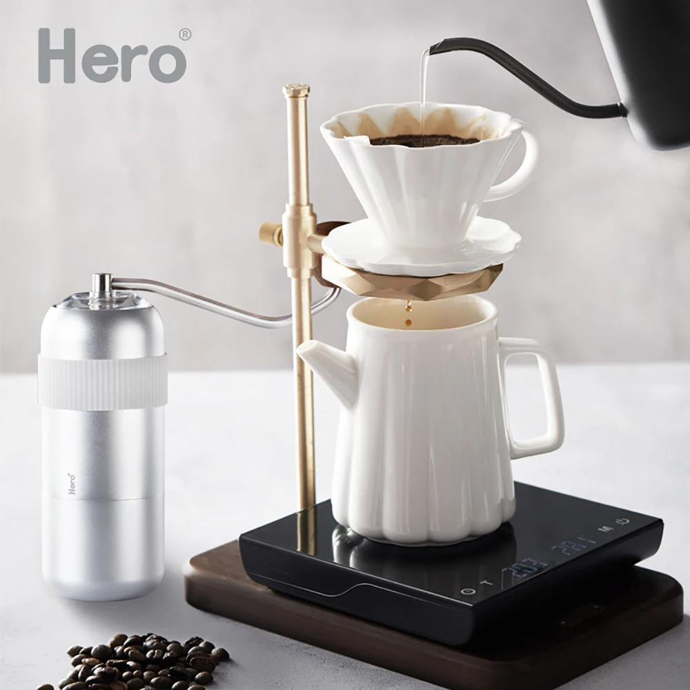 Hero Hand Drip Coffee Gift Box Sets 7 PCS Manual Grinder +Drip Filter+Share Pot+Brush+Hand Punch Pot+Electric Scale | Дом и сад