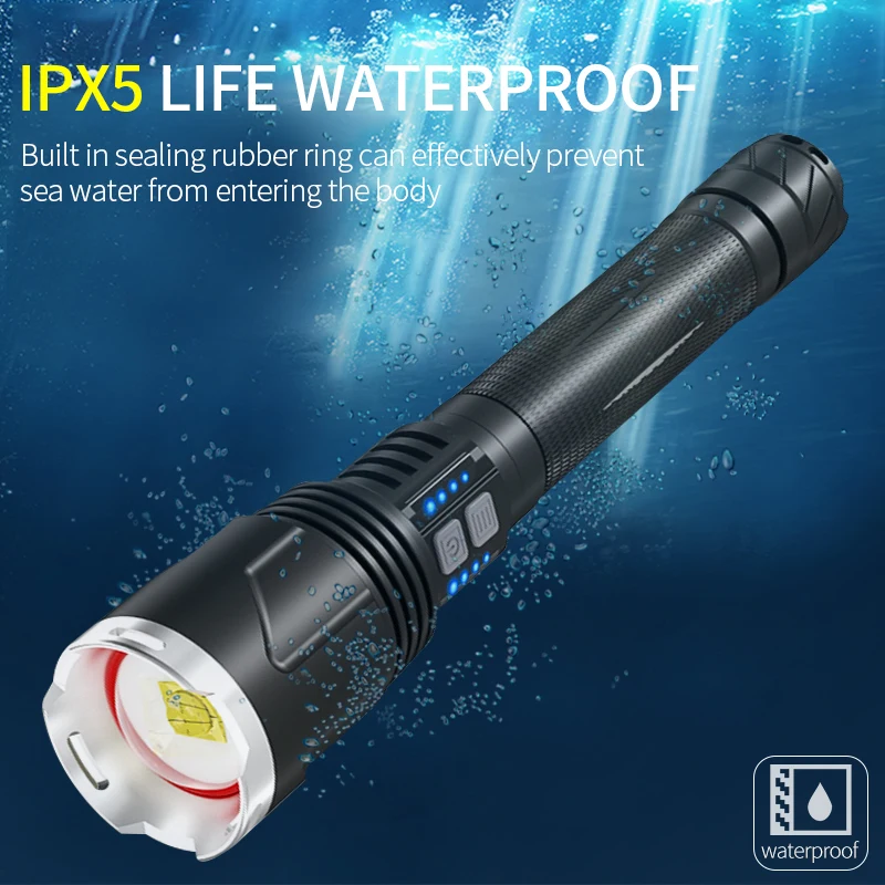 Comprar Potente Linterna Led XHP110 Con Batería 26650, Recargable Por USB, Superbrillante, Luz De Flash Táctica, Lámpara Con Zoom USB