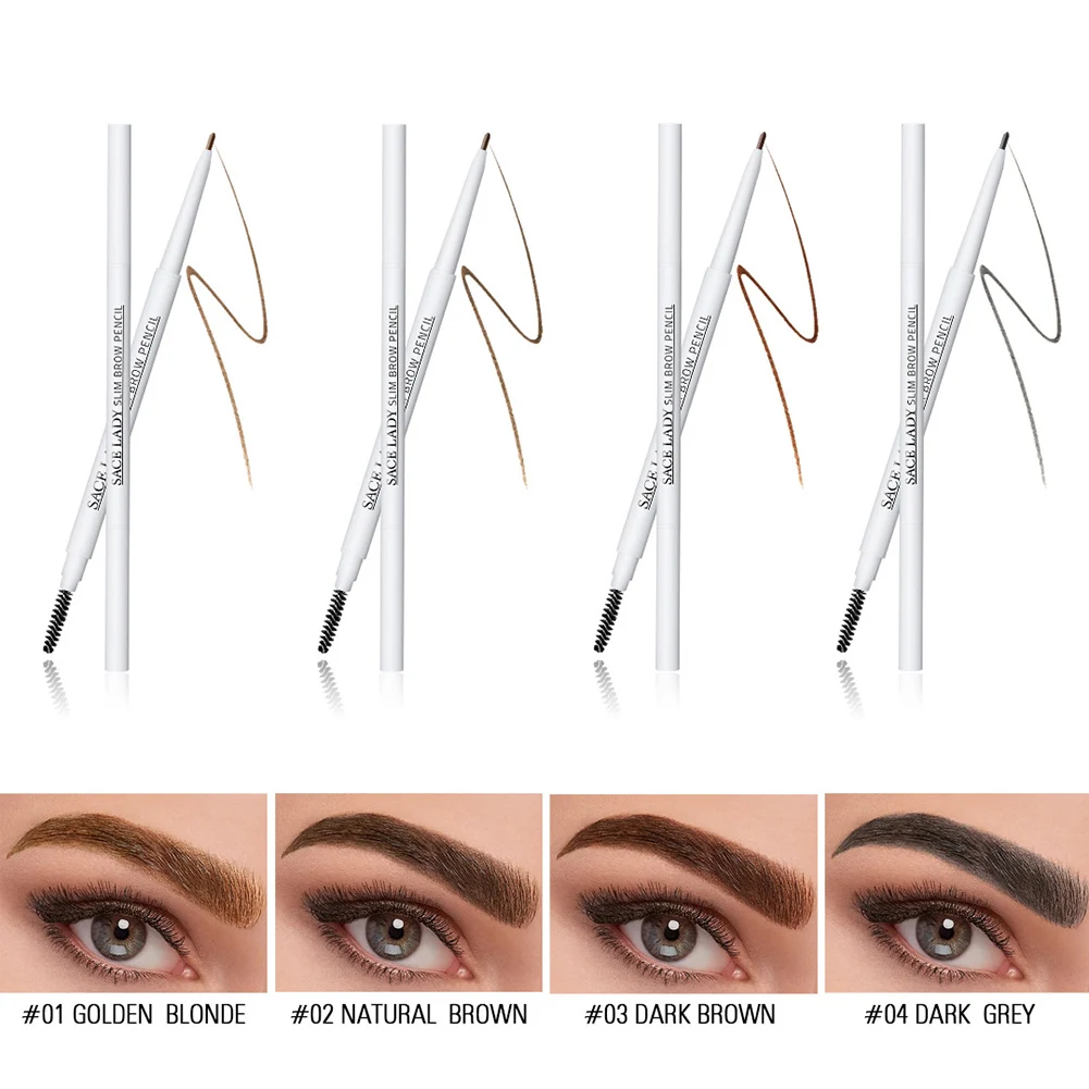 Портативный карандаш со щеточкой для бровей 4 цвета Двойные головки вращающаяся