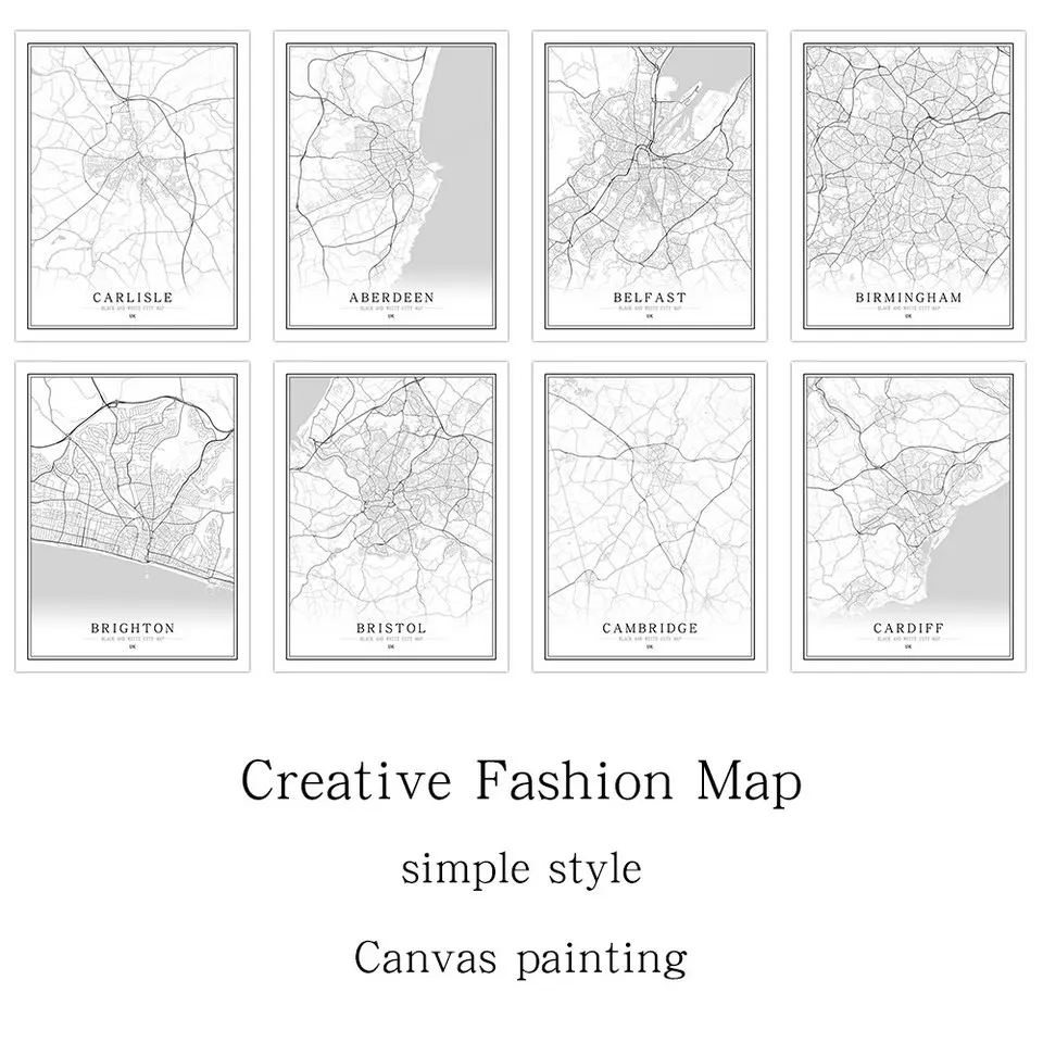 Великобритания Англия черно-белая фотография задний плакат в скандинавском