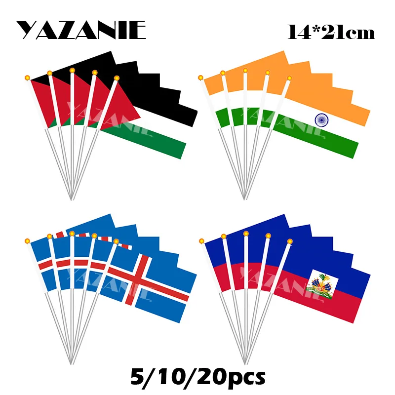 YAZANIE 14*21 см 5/10/20 шт. индийский исландский Haiti маленький ручной флаг полиэстер