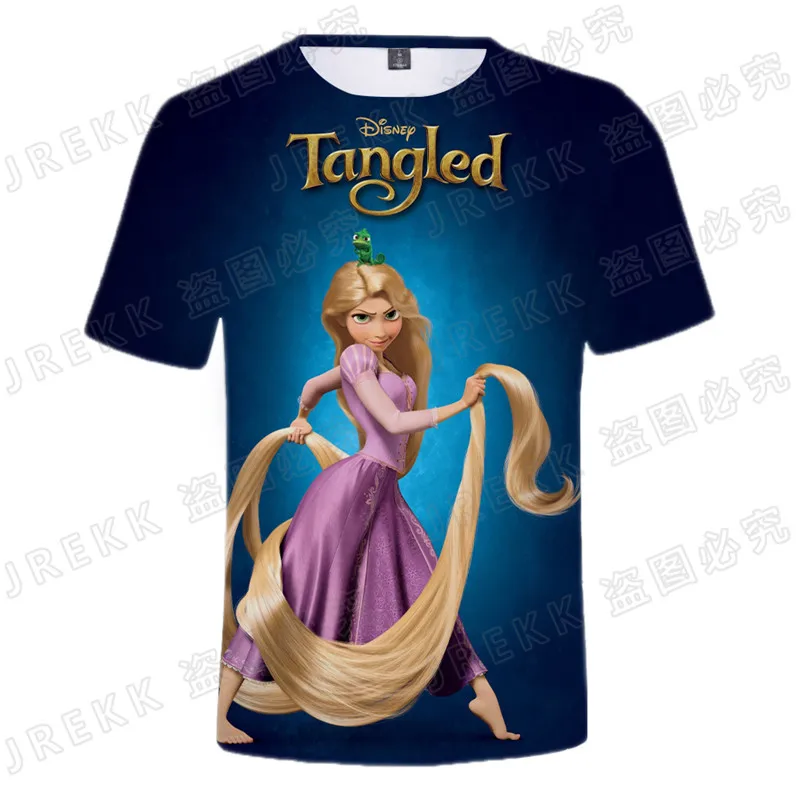 Новинка лета 2022 футболка с 3D принтом из мультфильма Рапунцель для мужчин женщин и