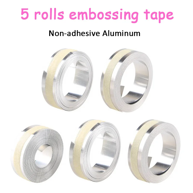 

5Rolls 31000 Non-Adhesive Aluminum Tapes Compatible for DYMO Embossing Label Maker Tapewriter M1011 12mm*4.8m 3D Embossing Tape