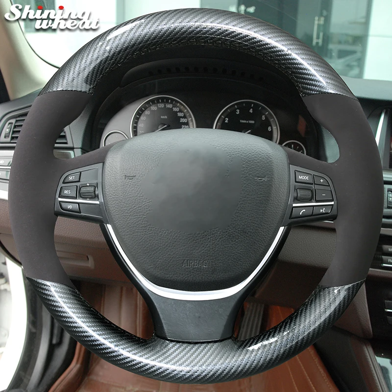 

Shining wheat Black PU Carbon Fiber Car Steering Wheel Cover for BMW F10 F11 (Touring) F07 (GT) F12 F13 F06 F01 F02