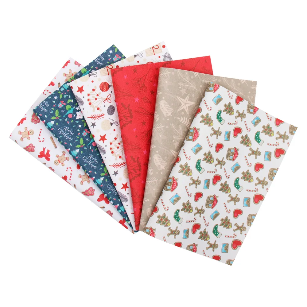 

IBOWS 6Pcs/Set 22*30cm Merry Christmas Bear Christmas tree Faux Synthetic Leather Fabric Sheets ,DIY handmade materials for bag