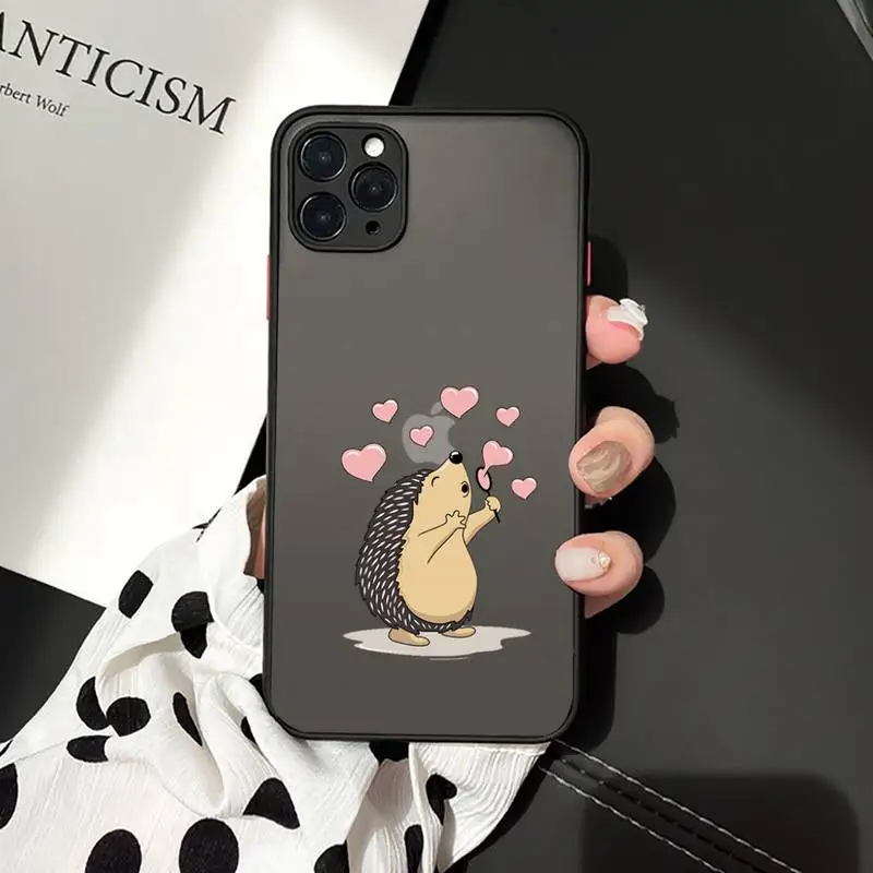 

Cute cartoon animal hedgehog Phone Cases matte transparent For iphone 7 8 11 12 plus mini x xs xr pro max cover