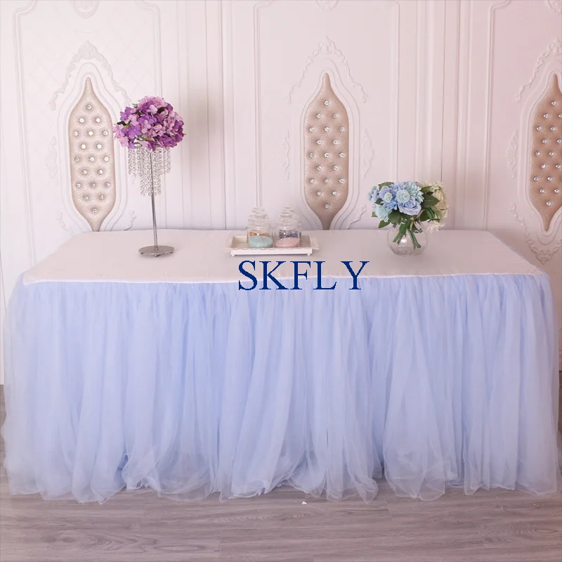 SK005K много цветов на заказ пыльная роза пыльная розовый синий персик Свадьба светло-зеленый пышная Тюлевая оборка для стола с липучкой