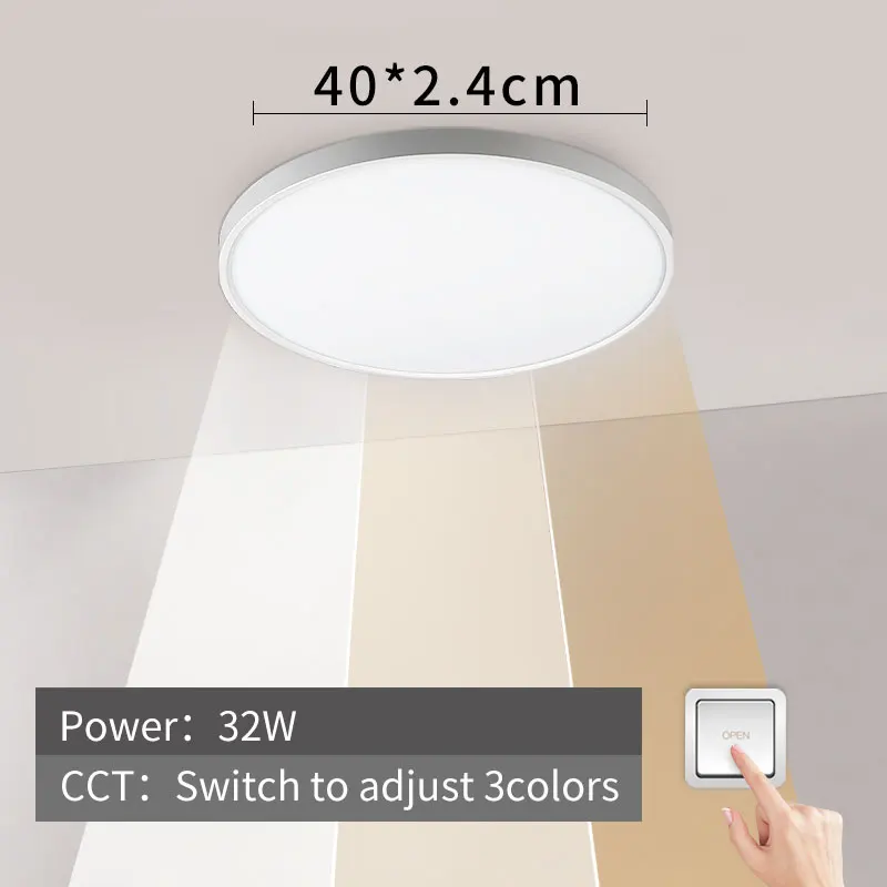 32W-3Colors Современный светодиодный потолочный светильник 12 Вт, 18 Вт, 24 Вт, 32 Вт, 220 В, 5000 К, лампы для кухни, спальни, ванной комнаты, ультратонкая потолочная лампа - Цвет корпуса: 32W-3Colors