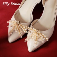 efily handmade pearl shoe clip for wedding high heels crystal shoe buckles accessories women brooch party prom bridesmaid gift
