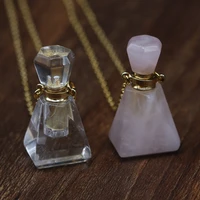 natural stone perfume bottle necklace section triangle semi precious pendant charms for elegant women love romantic gift 60 cm