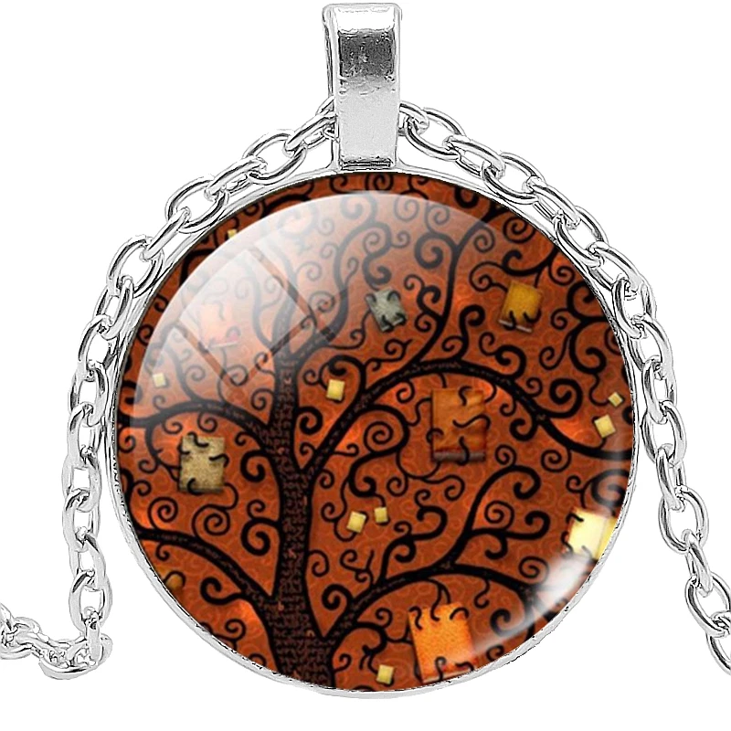 2019 Новое дерево жизни Стекло выпуклая круглая Мужская ожерелье для женщин кулон