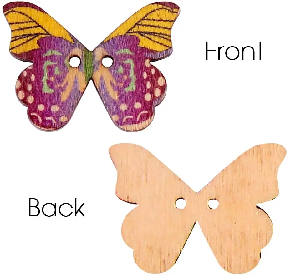 100 шт. деревянные пуговицы бабочки разноцветные в форме подходят для шитья и