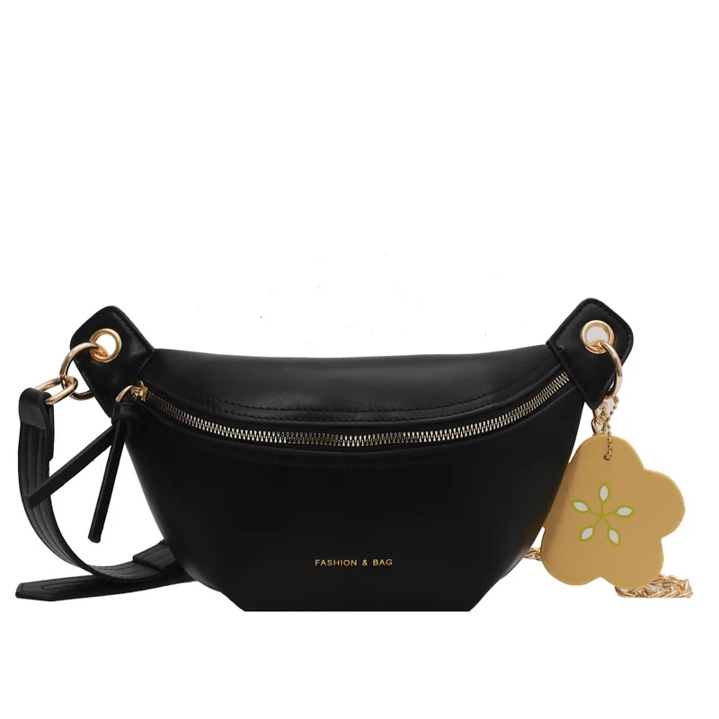 

Women Simple Design Waist Bag 2021 New Trendy Fashion One-shoulder Messenger Bag Chest Bag Chain Lady Handbags