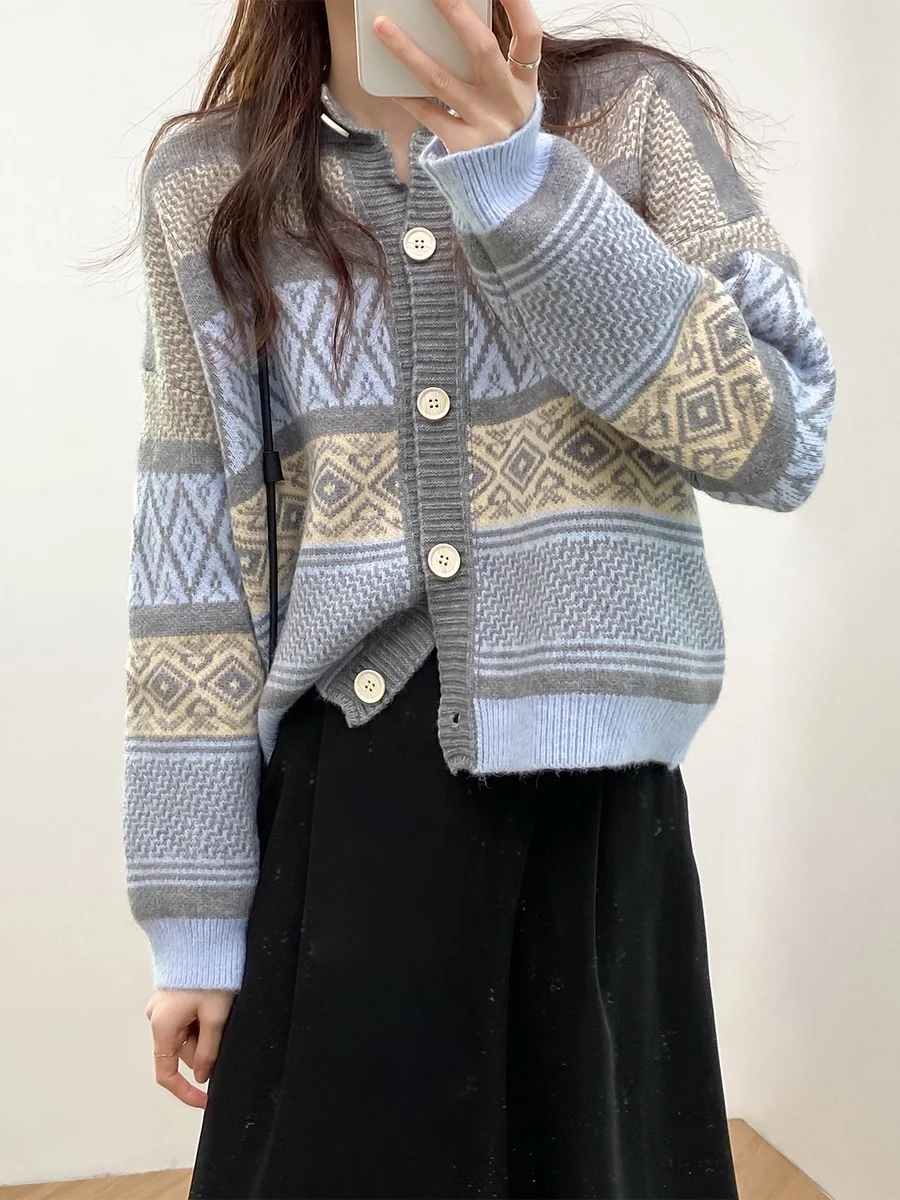 

Кашемировый свитер, кардиган художественный свитер, вязаный маленький женский кардиган, Осень-зима 2021, новая Исландия