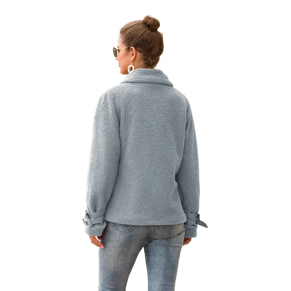 

Women Winter Outerwear Fashion Warm Jackets Overcoat Long Sleeve Faux Plush Lapel Coat Casual Jacket chaquetas mujer 2019