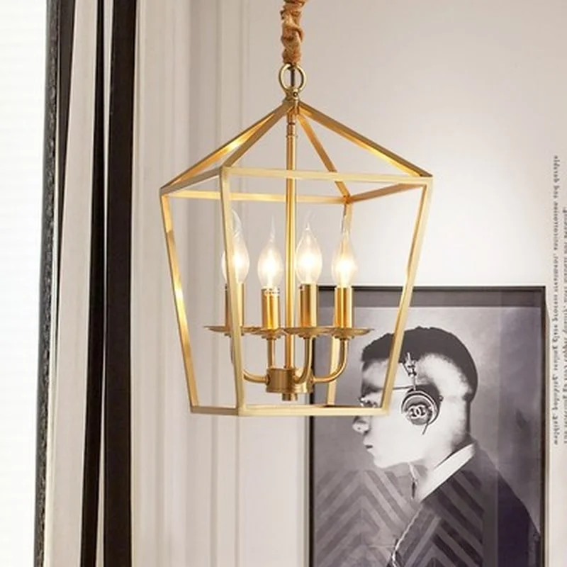 Светодиодные люстры в скандинавском стиле медная потолочная лампа для гостиной