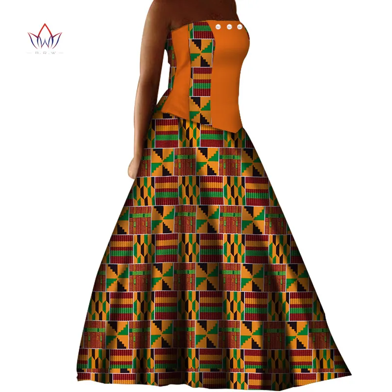 

New Summer Traditional African Clothing Sexy & Club Strapless Africa Dashiki Long Dresses Ankle-length Bazin Party Robe WY3920