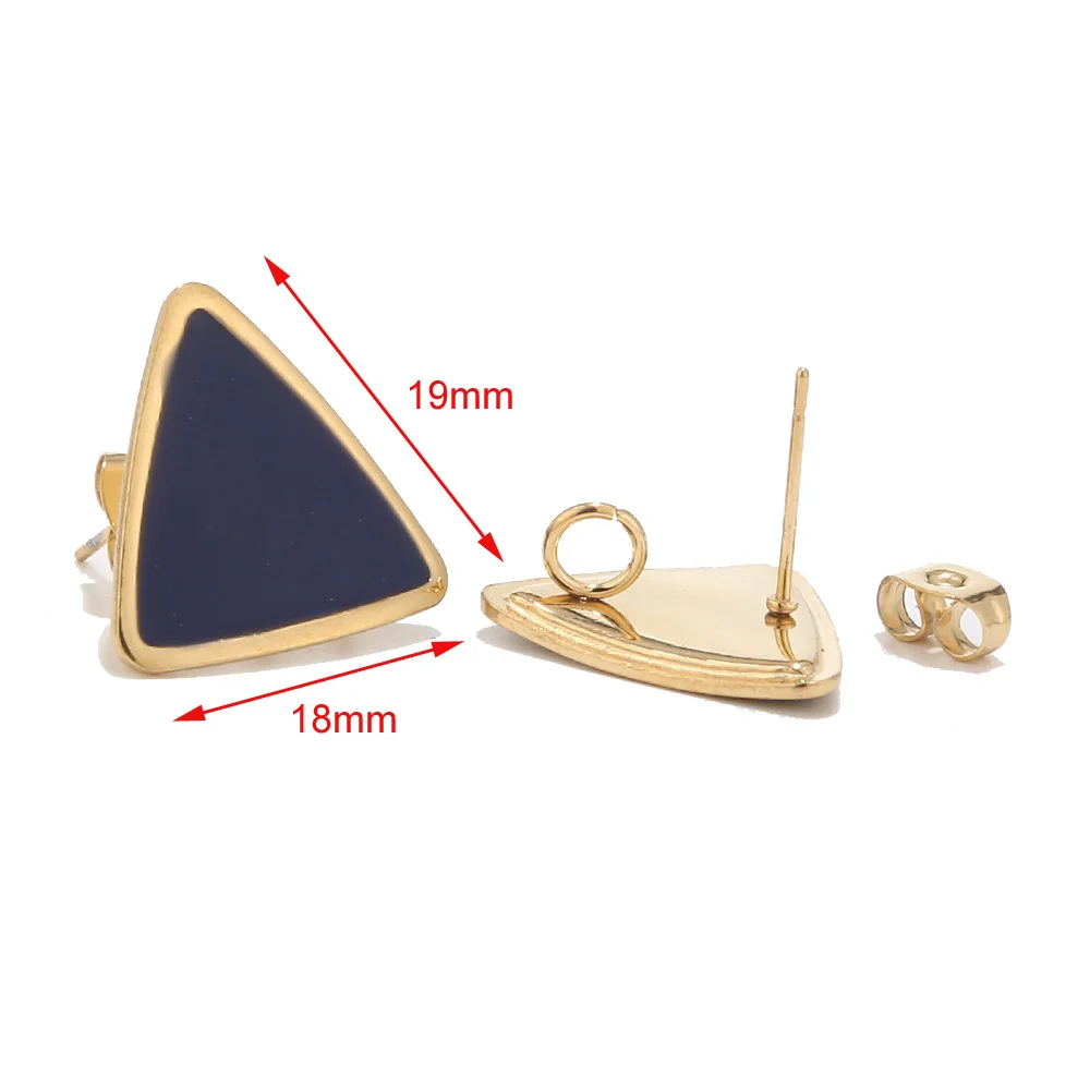 Изысканные серьги-гвоздики из нержавеющей стали 10 шт./лот с треугольным рисунком