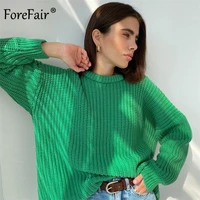forefair 2021 autumn winter oversized long sleeve knitted o neck women pullovers sweater fashion casual female y2k jumper