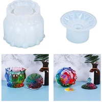 glass jar silicone forms for epoxy resin craft crystal storage box mold with cover desktop cup ornaments making tool