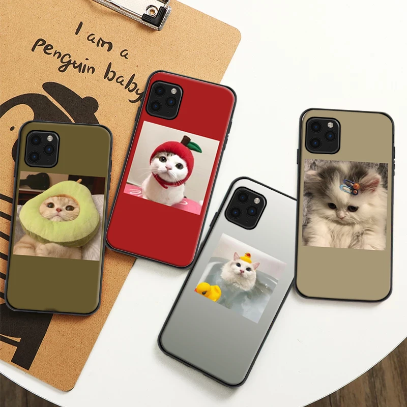 

For iPhone 11 12 Case Cute Cat Phone Case For iPhone 6 6S 7 8 Plus X XS XR 11 12 Pro MAX SE 2020 Carcasa Soft TPU Funda
