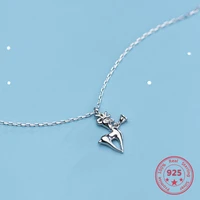 925 sterling silver cute christmas deer charm necklace merry christmas jewelry everyday neck decorationgift for women