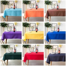 Hotel Restaurant Banquet Tablecloth Solid Color Dining Table White Rectangular Polyester Conference Cloth Tablecloth (1)