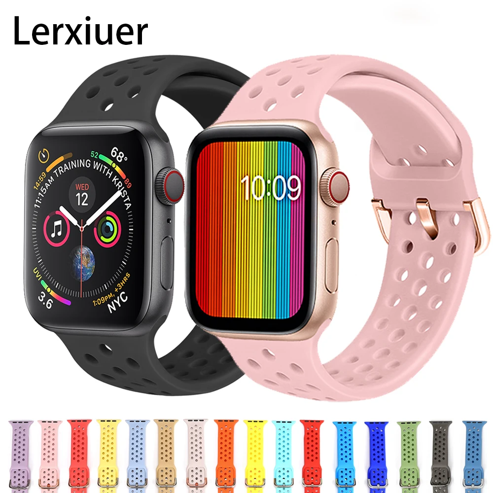 Силиконовый ремешок для apple watch 4 band 44 мм 40 мм iWatch band 42 мм 38 мм спортивный браслет correa apple watch 4 3 2 1 Аксессуары