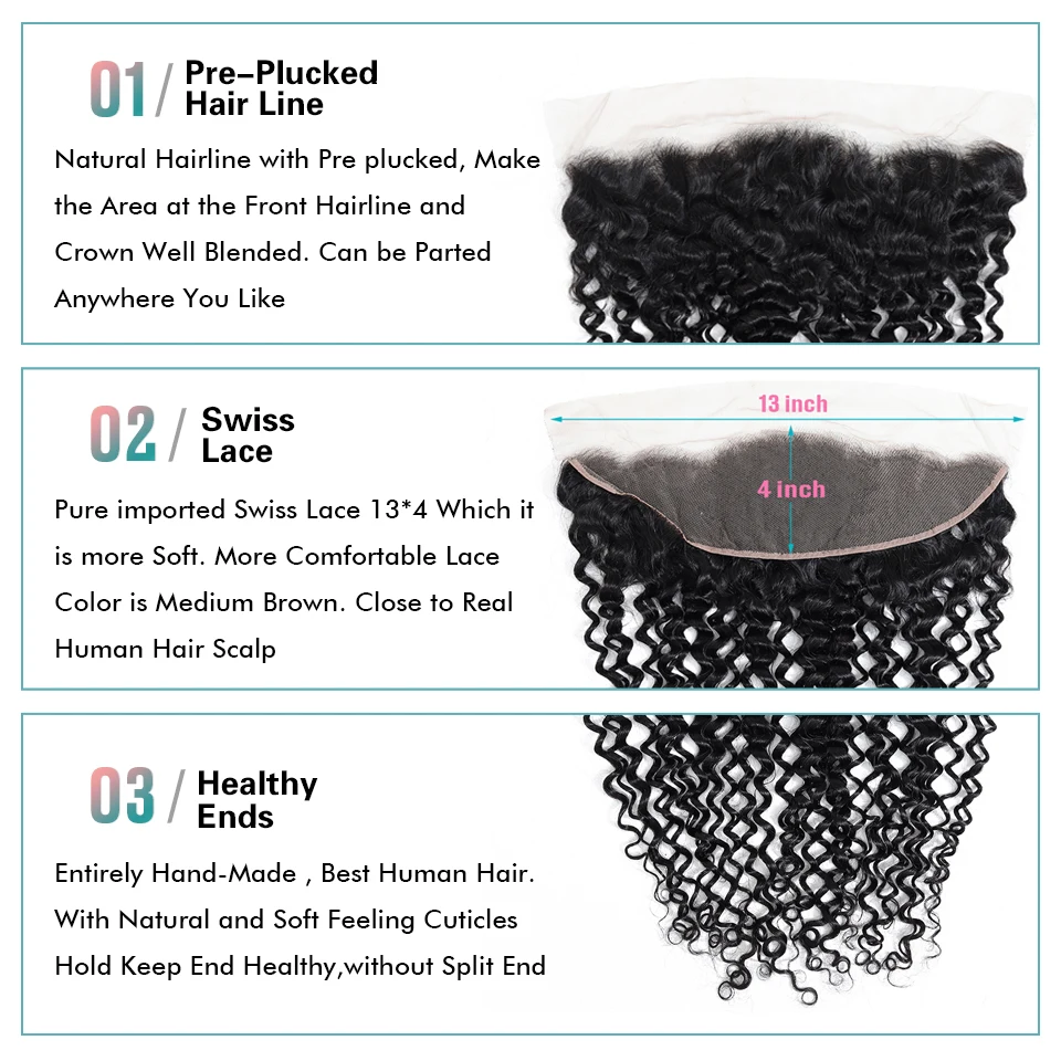 Emol перуанские кудрявые пряди волос с кружевной застежкой 3/4 шт 100% не Remy