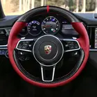 Кожаный чехол на руль для Porsche panamera Cayenne, сделай сам, аксессуары для автомобиля