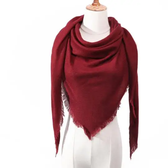 Женский зимний треугольный шарф однотонные теплые кашемировые шарфы женские