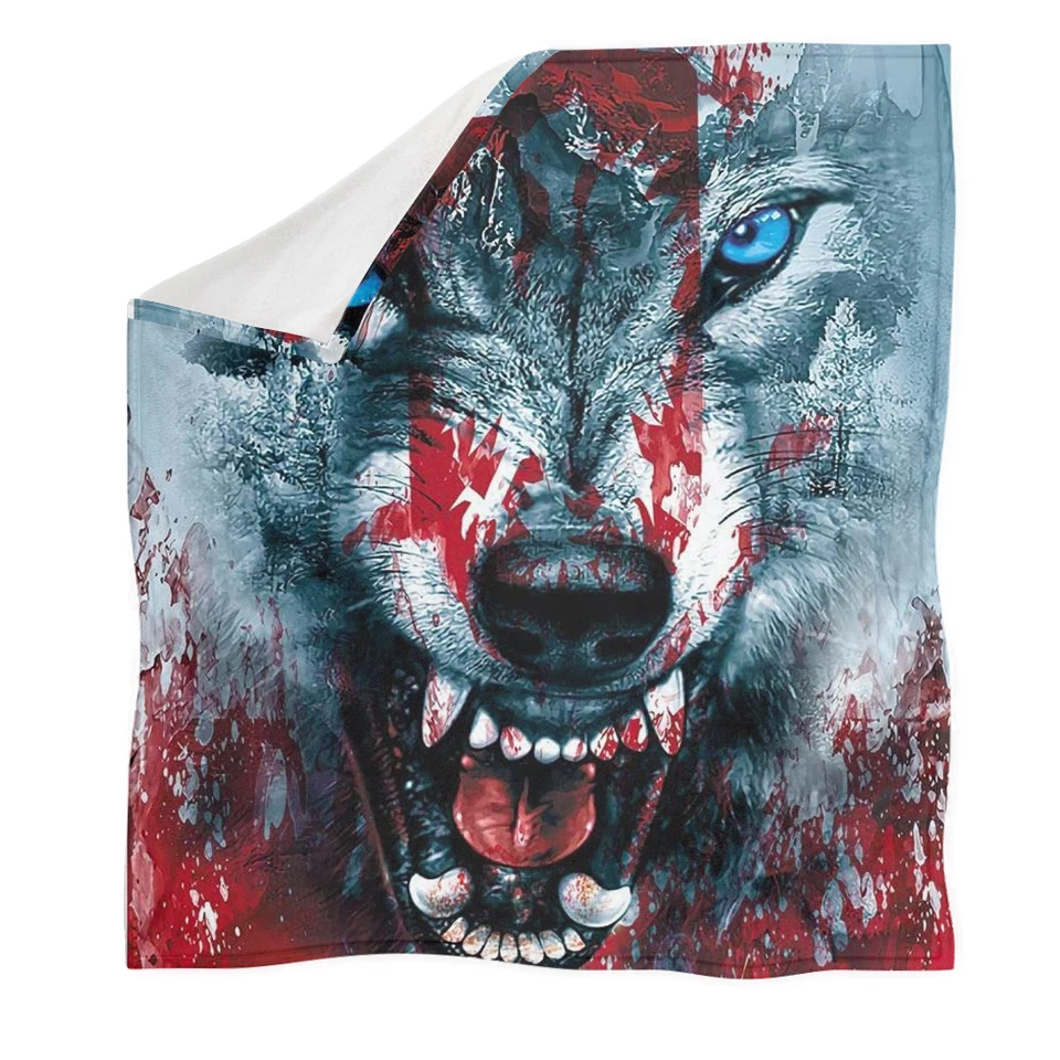 

Крутое 3d одеяло Upetstory с изображением волка, теплое одеяло для спальни, дивана, Осеннее одеяло для взрослых и детей, сказочный подарок, школьн...