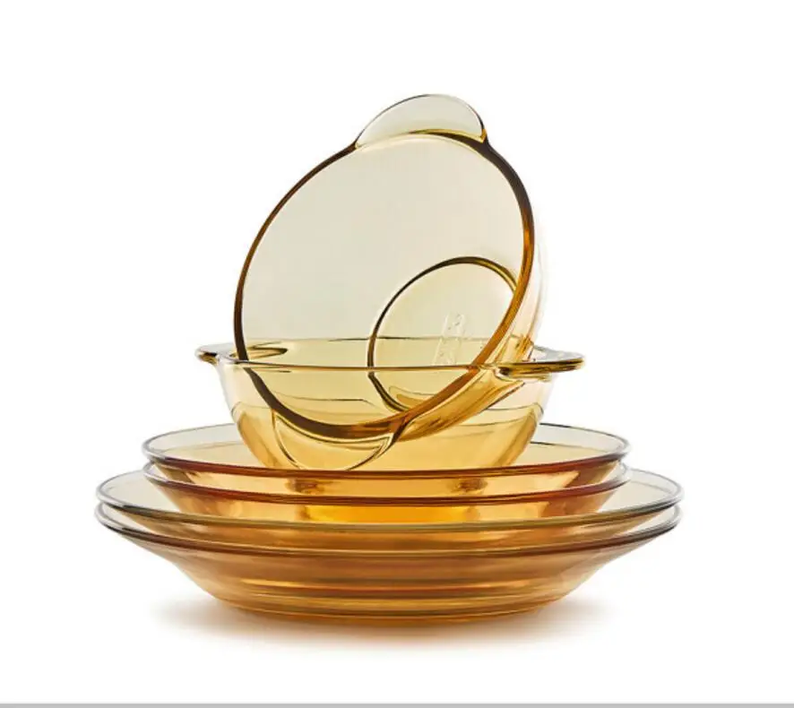 Bestellen 6-teiliges Set Glas Geschirr Leicht Zu Reinigen Gerichte Und Platten Sets Temperatur Beständig Küche Zubehör Geschirr Sets