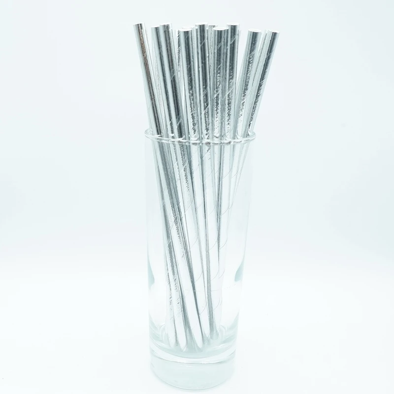 Набор одноразовой посуды из серебристой фольги бумажные тарелки чашки соломинки