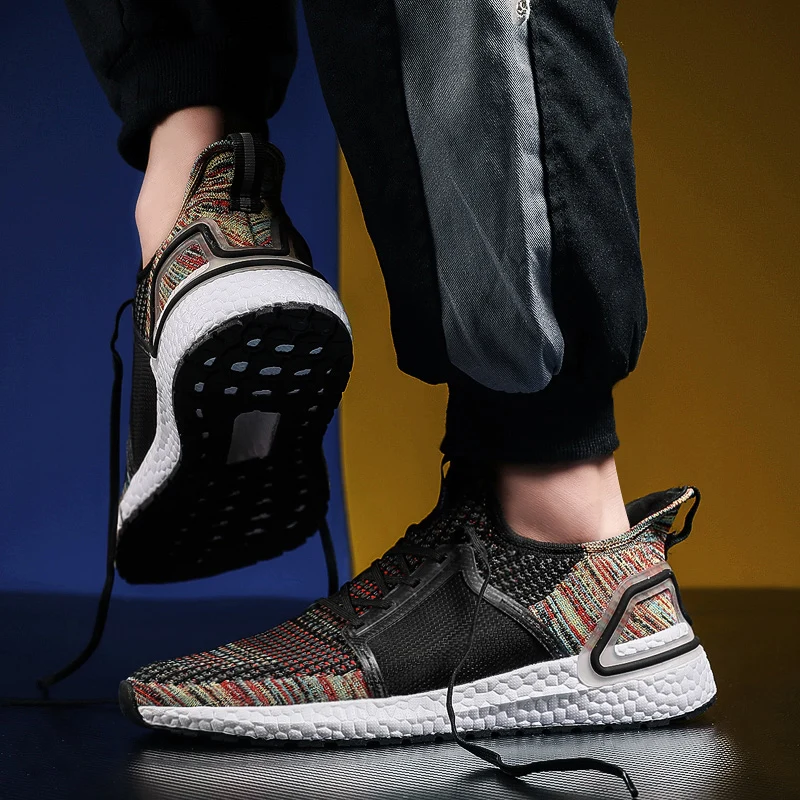 Дизайн, черные мужские кроссовки для бега, Ultraboost Sole Flyknit, кроссовки, обувь для мужчин, zapatillas hombre deportiva