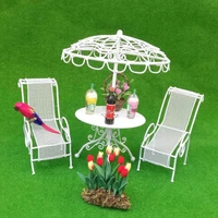 112 scale doll house miniature outdoor garden beach poolside scenery furniture decoration metal table chairs